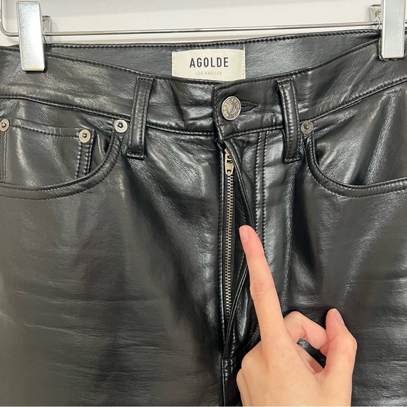 Agolde Recycled Leather Fitted 90's Jeans in Detox - Picture 6 of 8